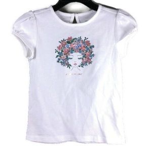 NWT Janie & Jack Floral Girl Puffed Short Sleeve Keyhole Back Crewneck Tee Sz 4